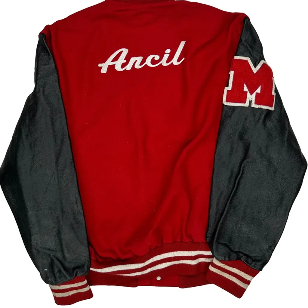 Letter M Holloway Varsity Jacket - XL Red Leather - Image 7