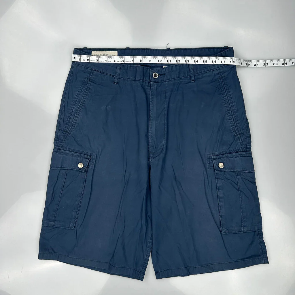 Levis Cargo Shorts - 36W 11L Blue Cotton - Image 3