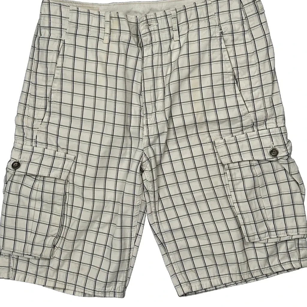 Levis Checked Cargo Shorts - 30W 10L White Cotton - Image 10