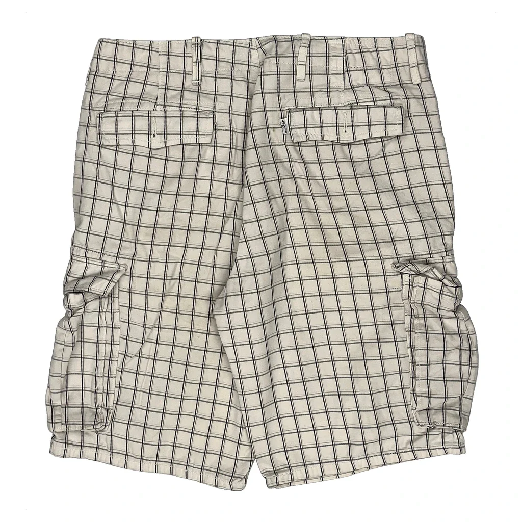 Levis Checked Cargo Shorts - 34W 10L White Cotton