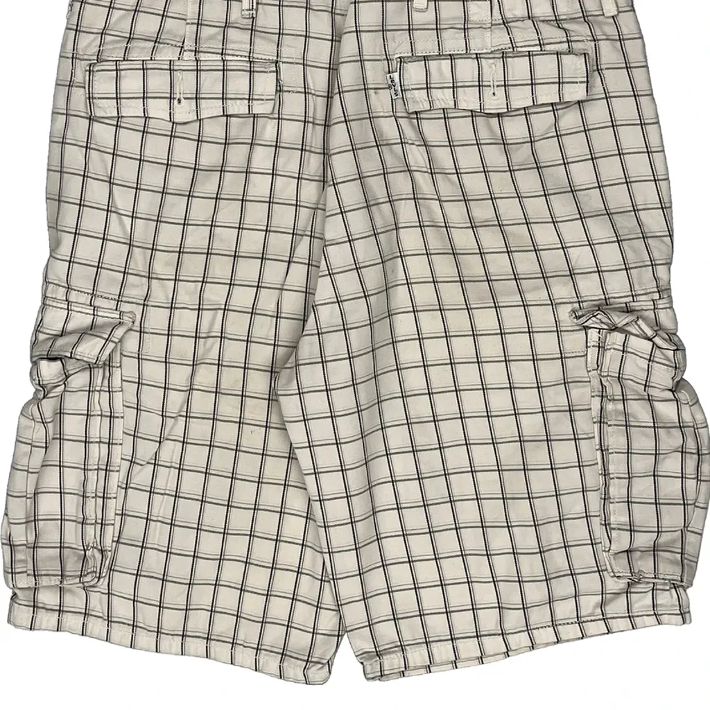 Levis Checked Cargo Shorts - 34W 10L White Cotton - Image 7