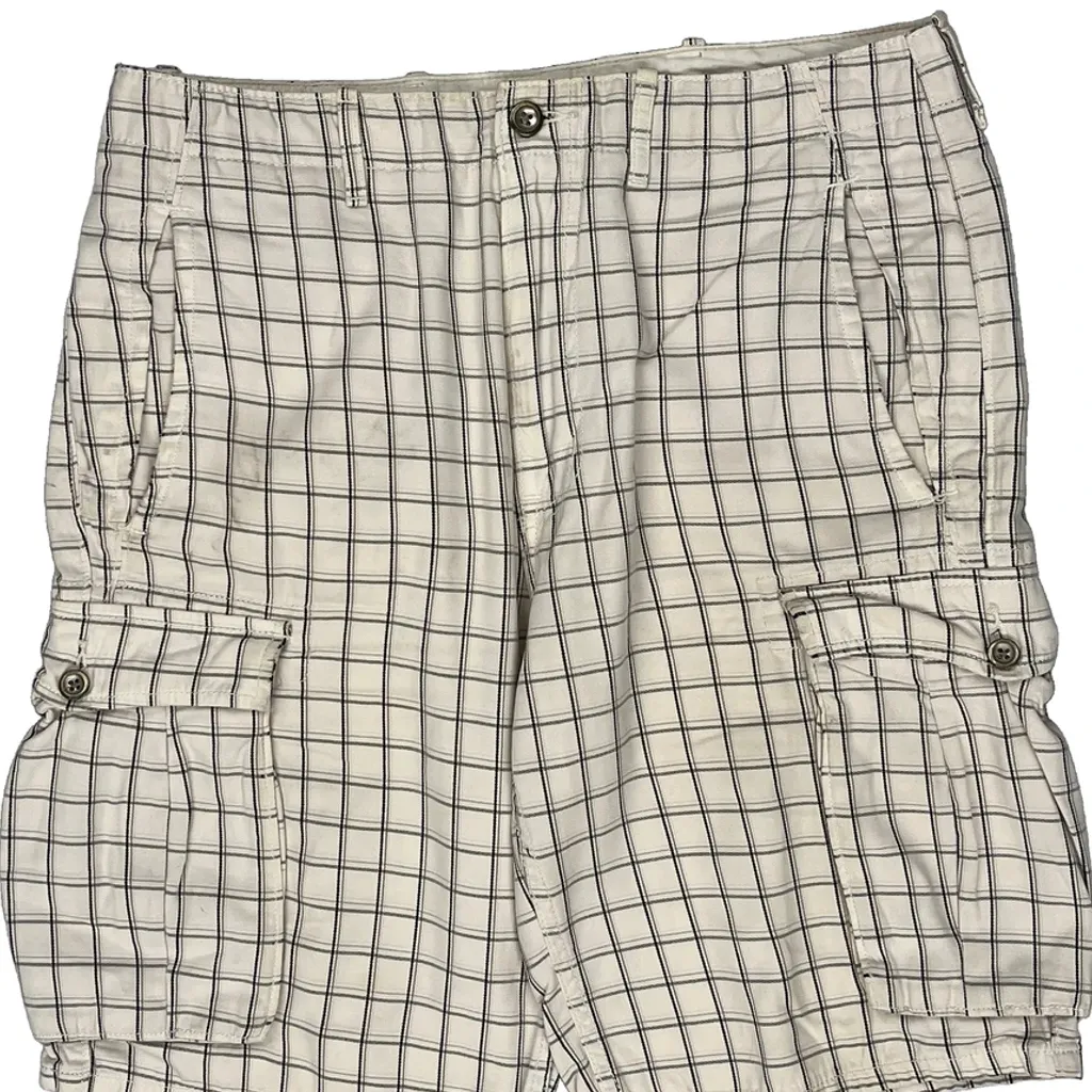 Levis Checked Cargo Shorts - 34W 10L White Cotton - Image 9