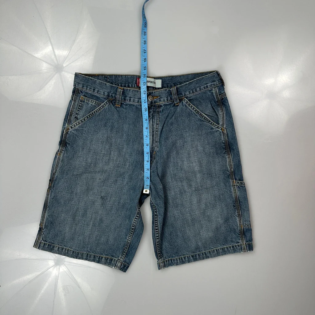 Levis Carpenter Shorts - 34W 10L Blue Cotton - Image 4