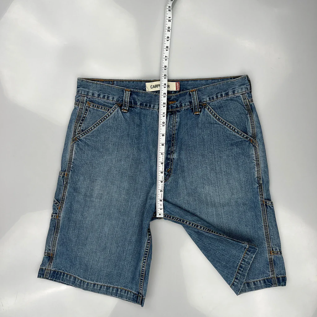Levis Carpenter Shorts - 36W 10L Blue Cotton - Image 4
