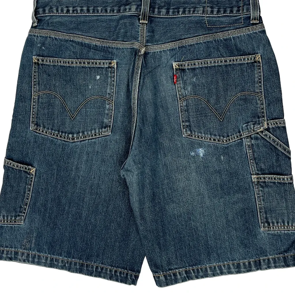 Levis Carpenter Shorts - 36W 11L Blue Cotton - Image 7