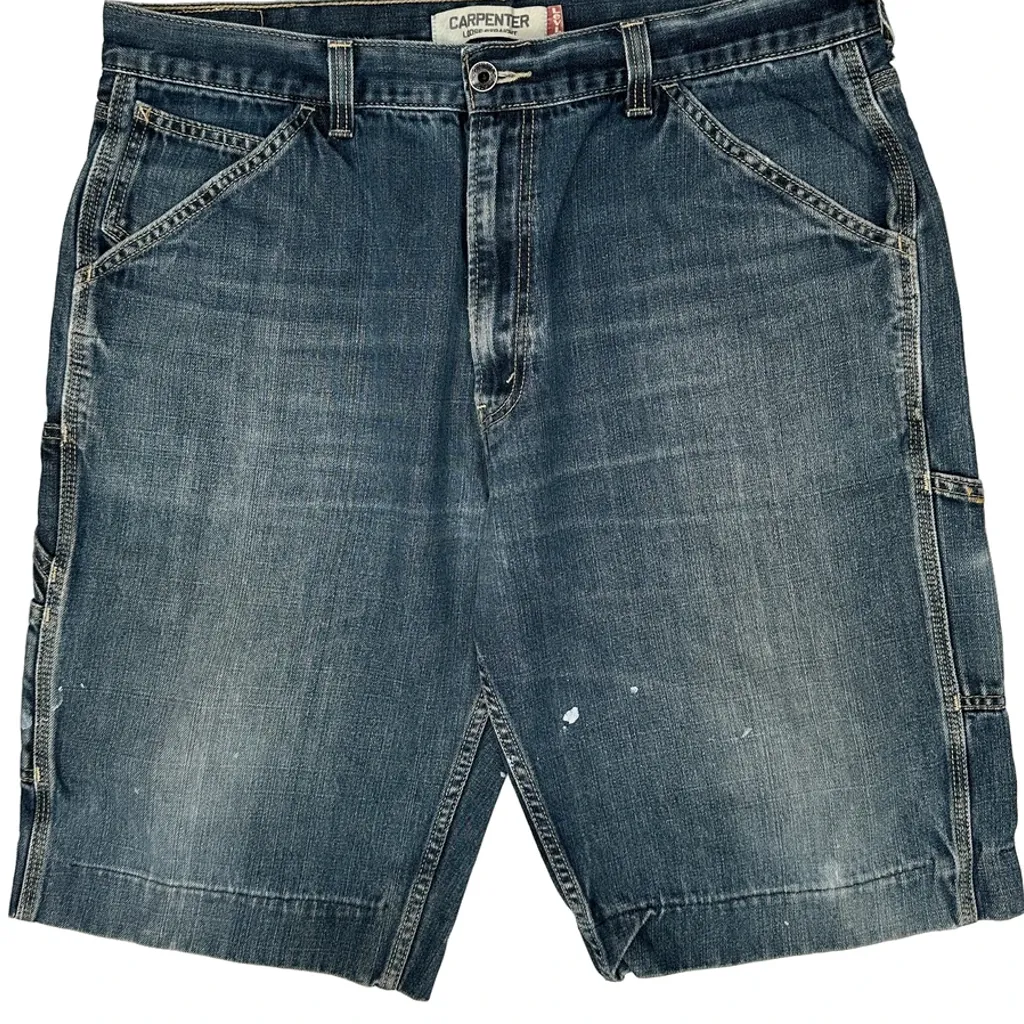 Levis Double Knee Carpenter Shorts - 38W 13L Blue Cotton - Image 10