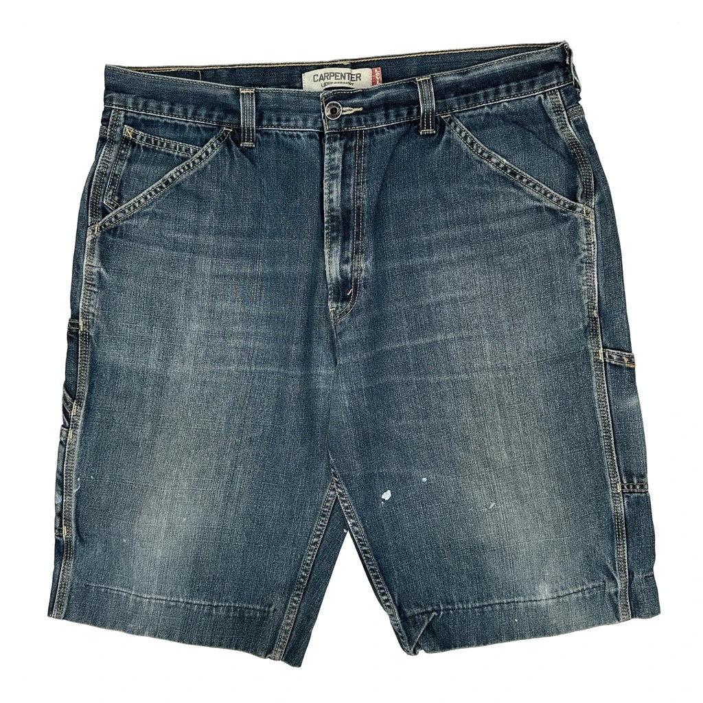 Levis Double Knee Carpenter Shorts - 38W 13L Blue Cotton - Image 2
