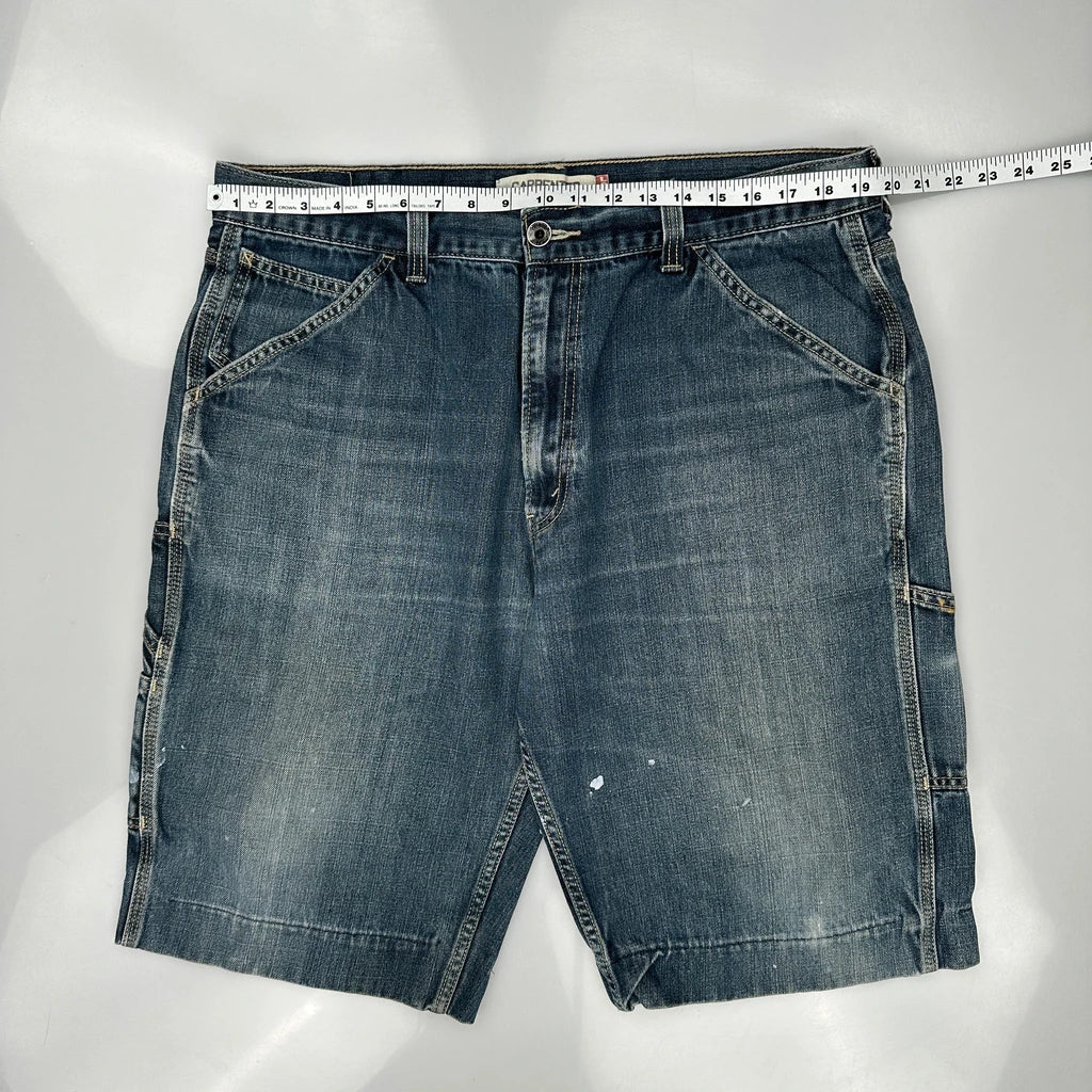 Levis Double Knee Carpenter Shorts - 38W 13L Blue Cotton - Image 3