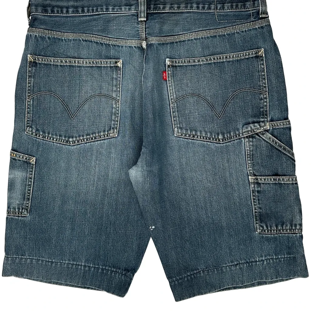 Levis Double Knee Carpenter Shorts - 38W 13L Blue Cotton - Image 8