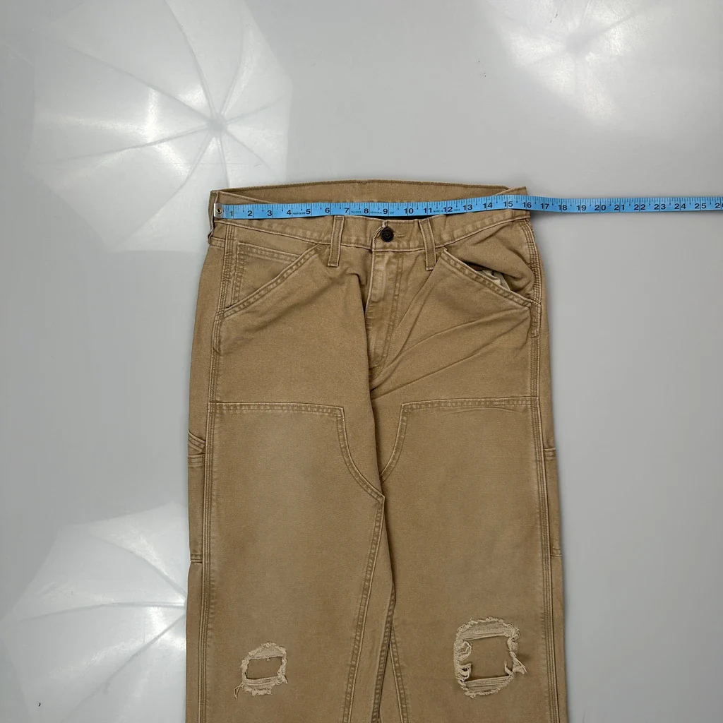 Levis Double Knee Carpenter Trousers - 32W 32L Beige Cotton - Image 3