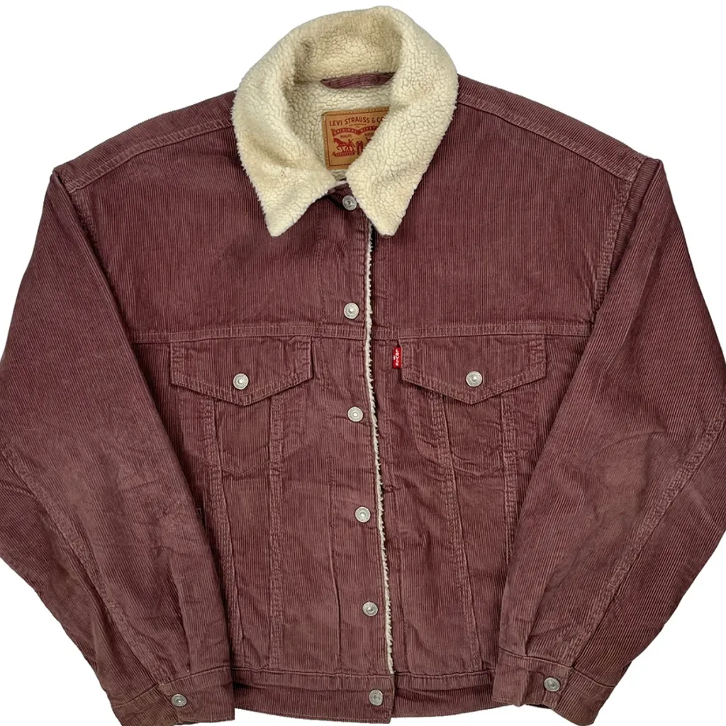 Levis Collared Cord Jacket - XS Burgundy Corduroy - Image 4