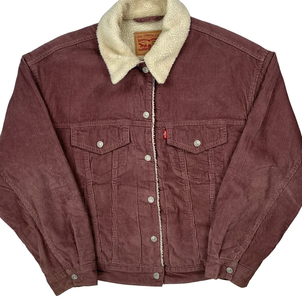 Levis Collared Cord Jacket - XS Burgundy Corduroy - Image 5