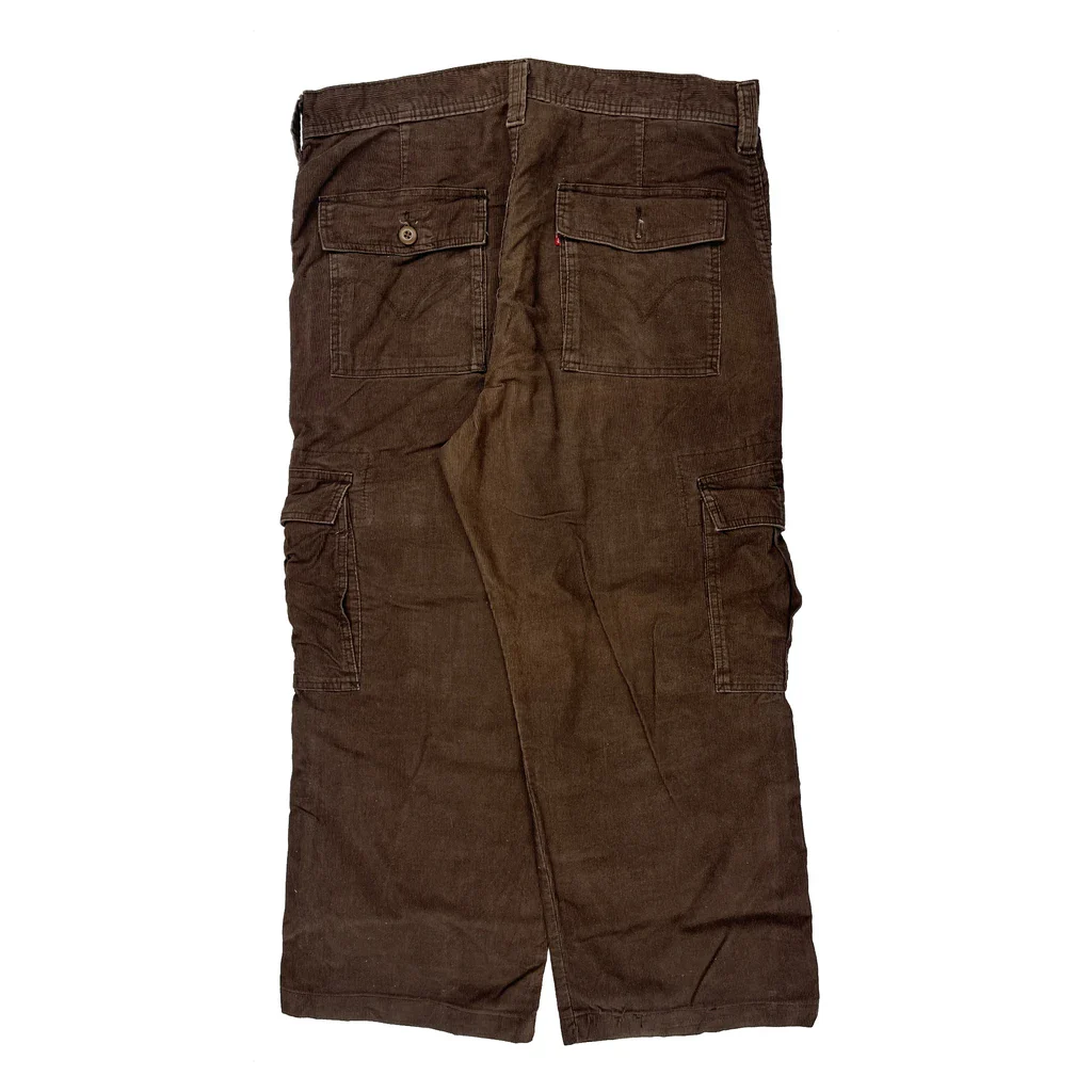Levis Baggy Cargo Cord Pants - 38″ Waist Brown Cotton