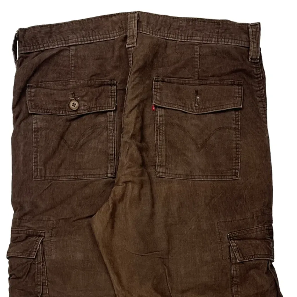 Levis Baggy Cargo Cord Pants - 38″ Waist Brown Cotton - Image 8