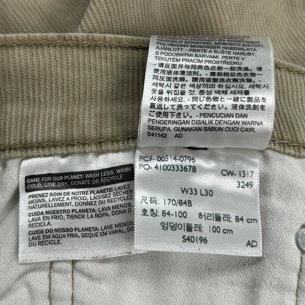 Levis Cord Trousers - 33″ Waist Beige Cotton - Image 6