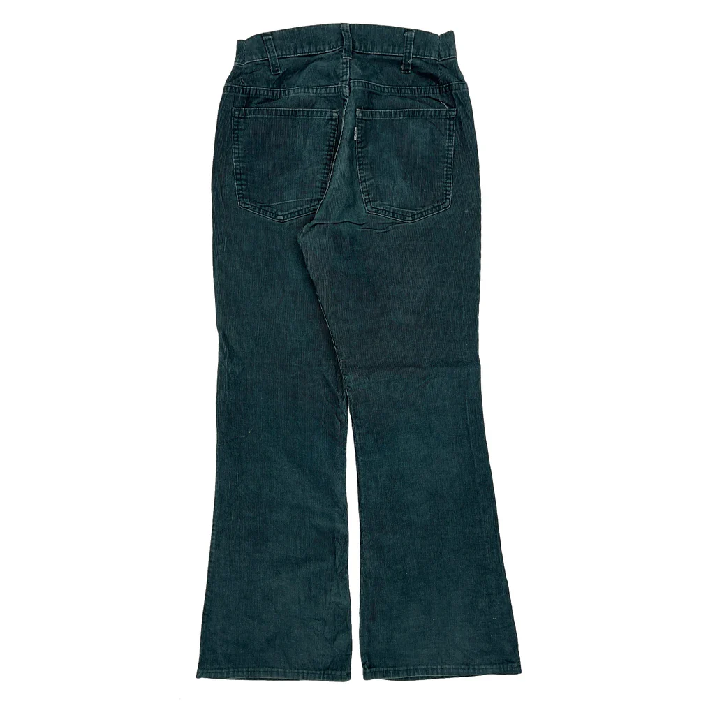 Levis Flared Cord Trousers - 28″ Waist Green Corduroy