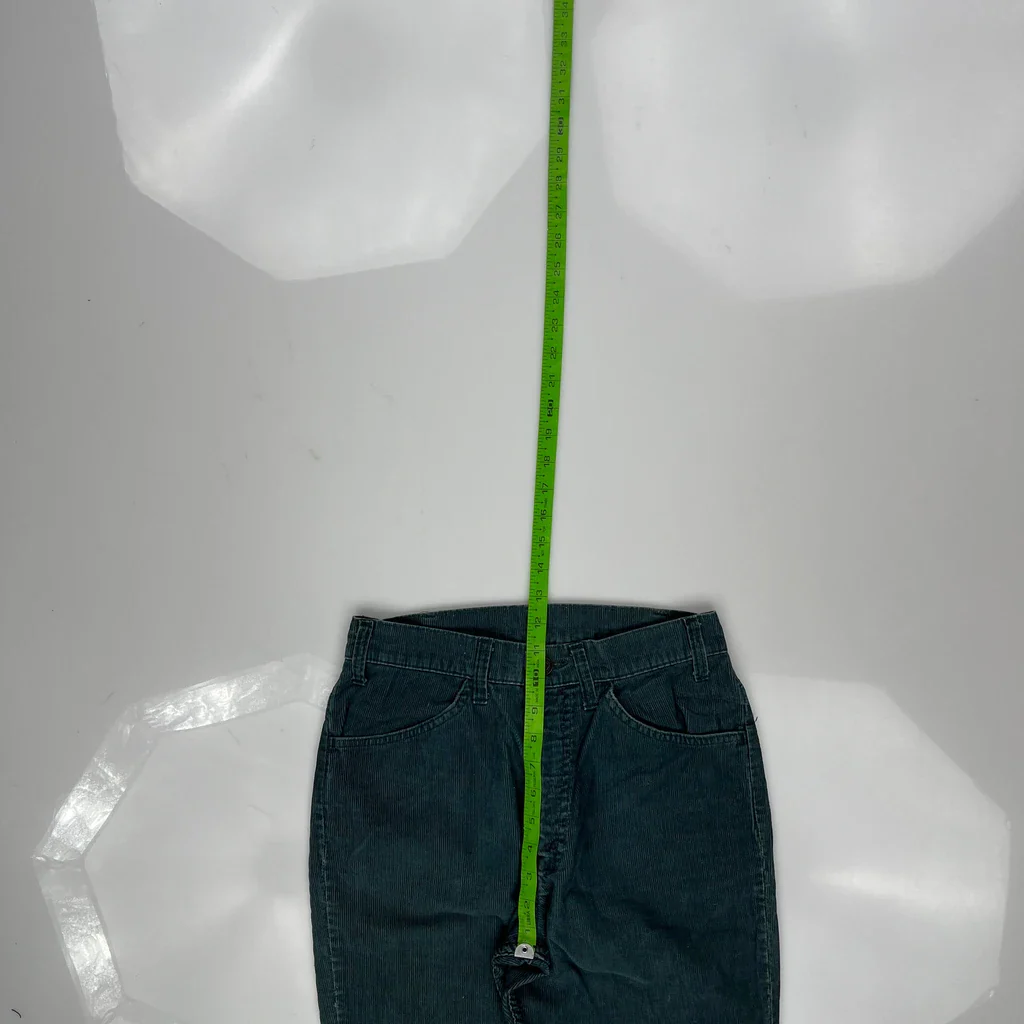 Levis Flared Cord Trousers - 28″ Waist Green Corduroy - Image 4