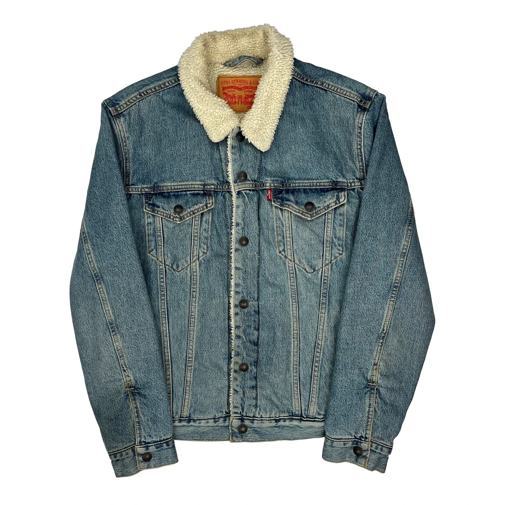 Levis Sherpa Lined Denim Jacket - Medium Blue Denim