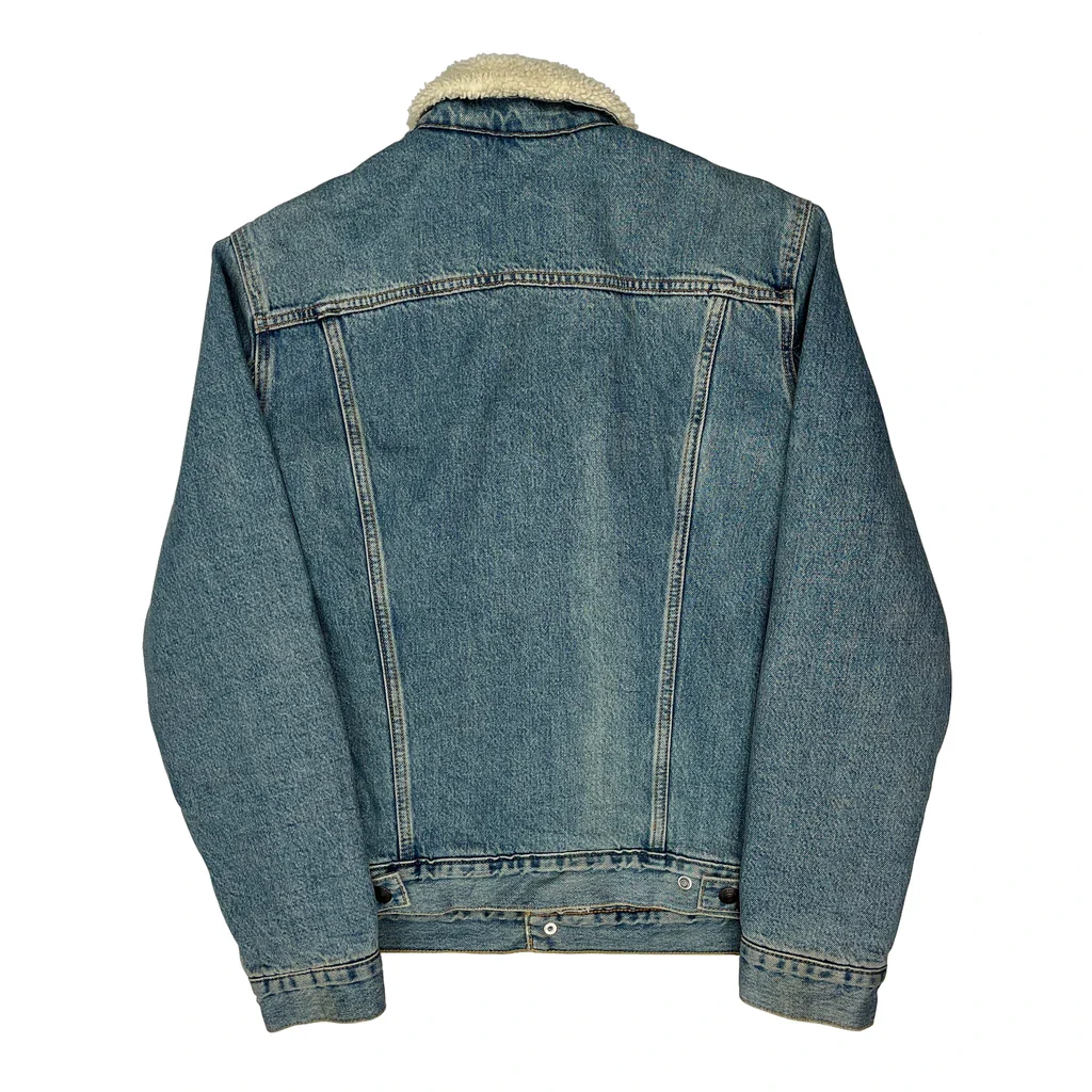 Levis Sherpa Lined Denim Jacket - Medium Blue Denim - Image 2