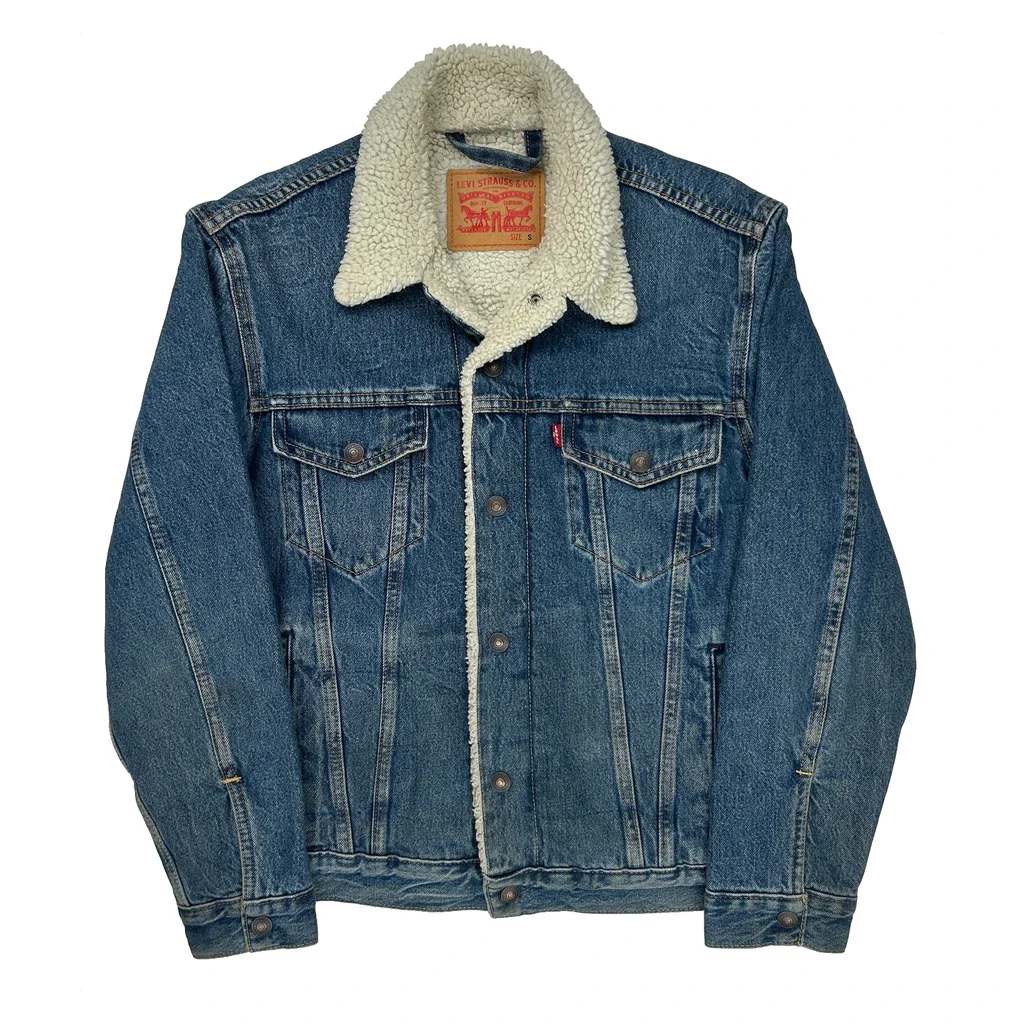Levis Sherpa Lined Denim Jacket - Small Blue Denim