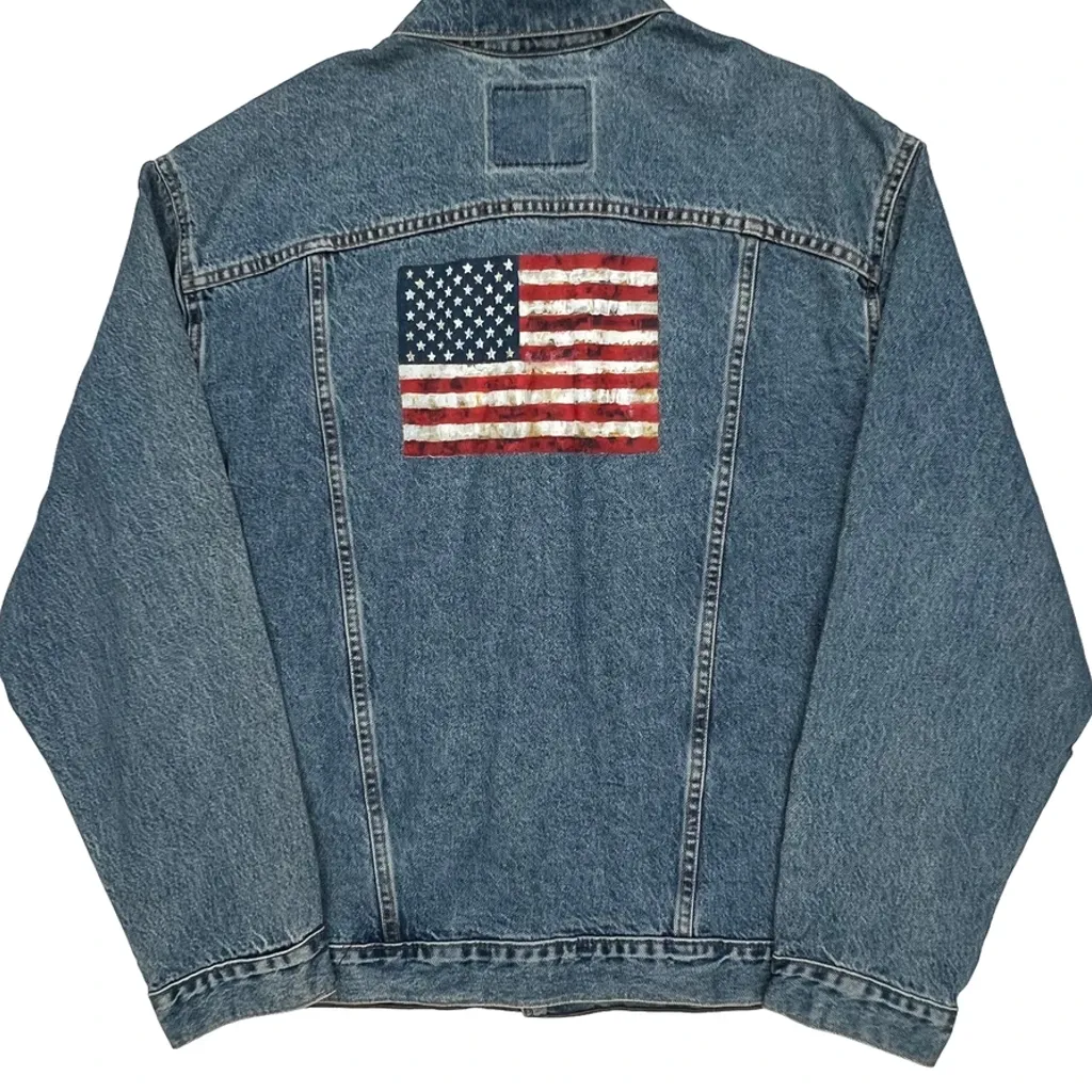 Levis Graphic Denim Jacket - XL Blue Cotton - Image 6