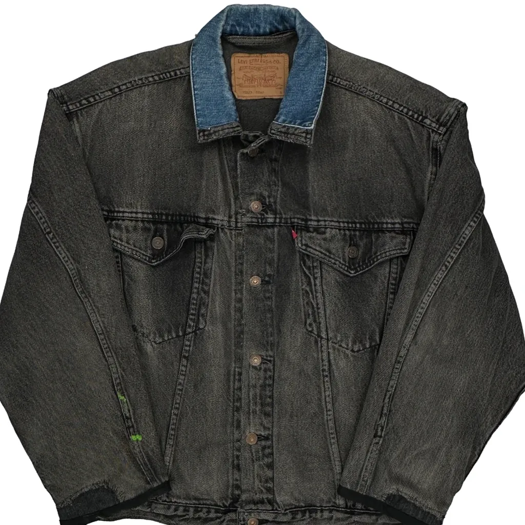 Levis Repaired Denim Jacket - Large Grey Denim - Image 4