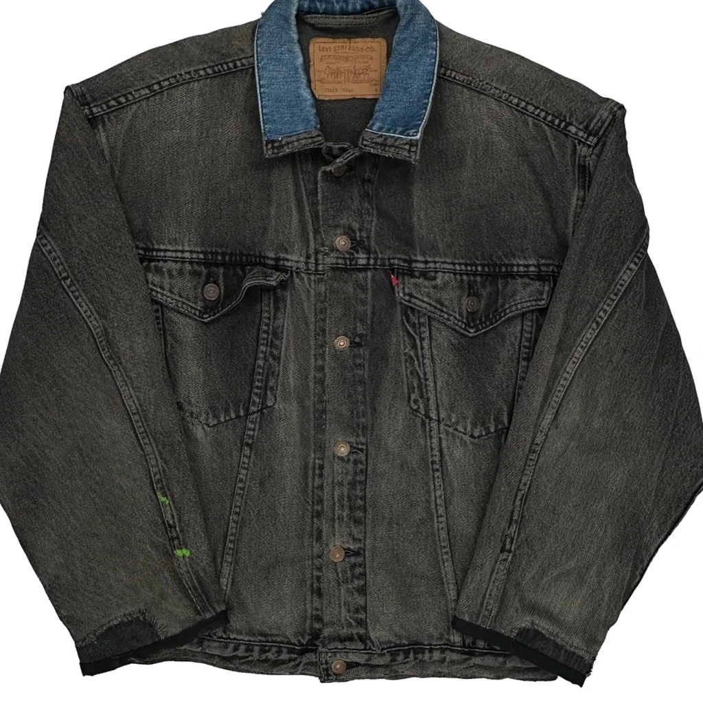Levis Repaired Denim Jacket - Large Grey Denim - Image 5