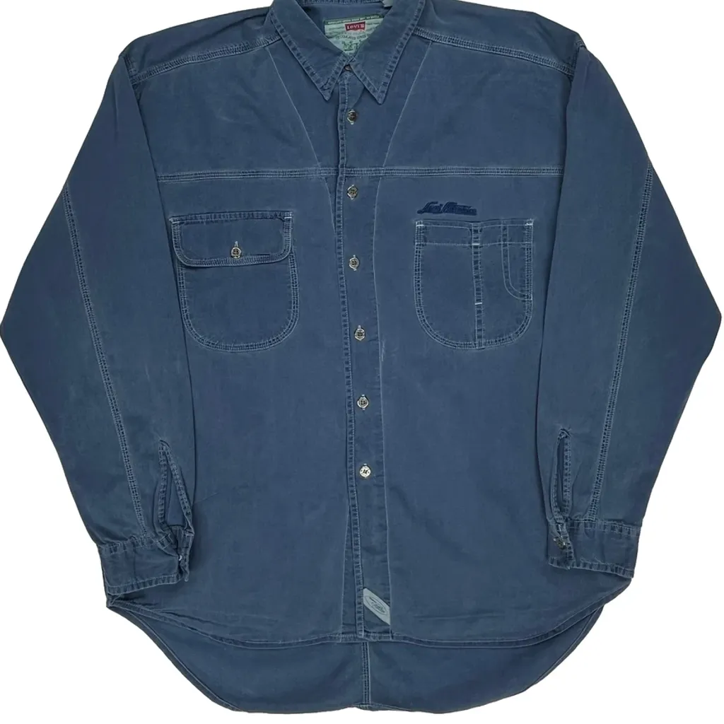 Levis Workwear Style Denim Shirt - Large Blue Cotton - Image 5