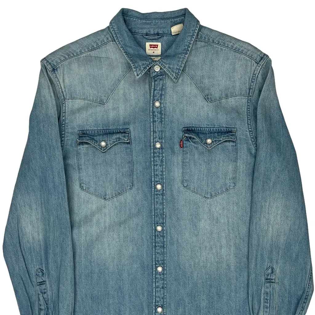 Levis Slim Denim Shirt - Medium Blue Denim - Image 5