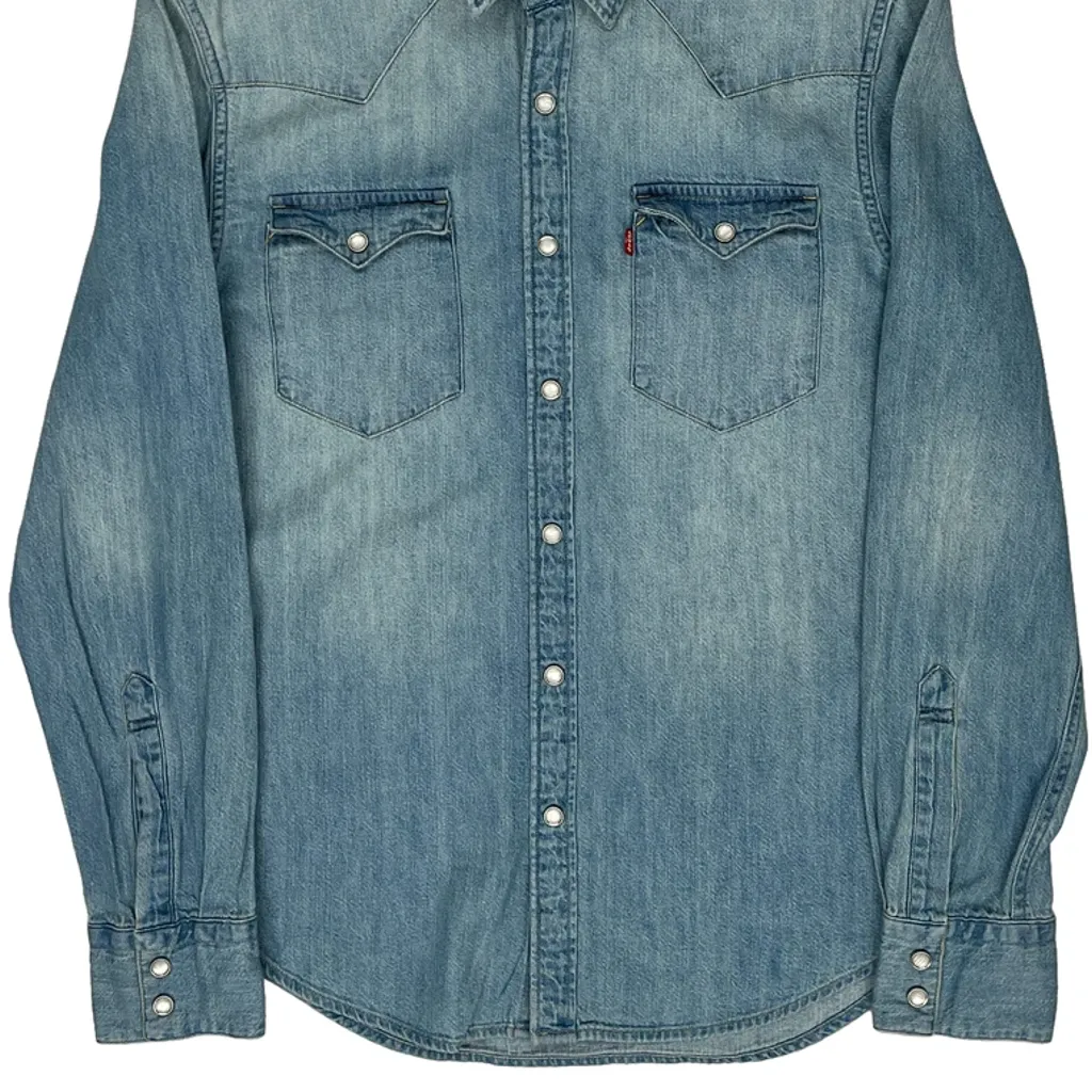 Levis Slim Denim Shirt - Medium Blue Denim - Image 6