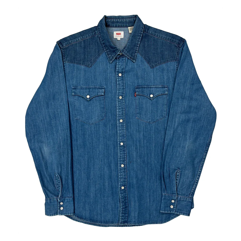 Levis Contrast Stitch Denim Shirt - XL Blue Denim