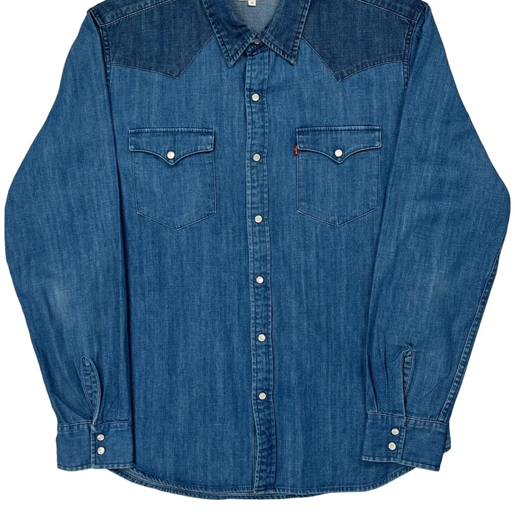 Levis Contrast Stitch Denim Shirt - XL Blue Denim - Image 5