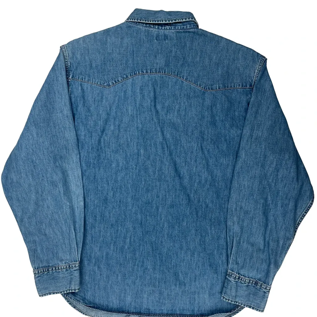 Levis Fitted Denim Shirt - XL Blue Cotton - Image 7
