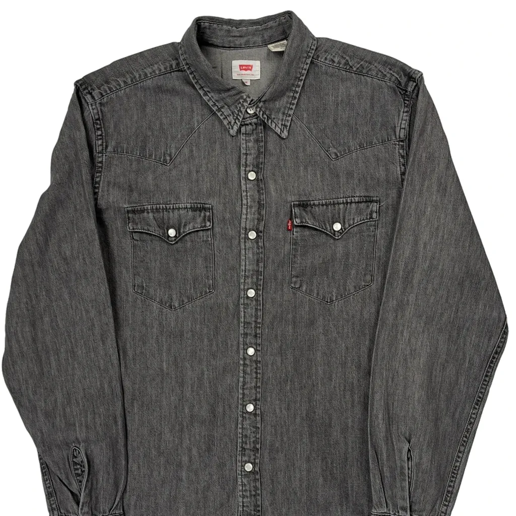 Levis Denim Shirt - Medium Grey Denim - Image 4