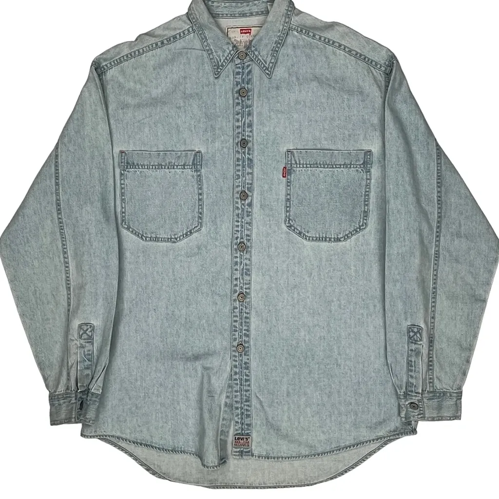 Levis Denim Shirt - Large Light Wash Cotton - Image 5