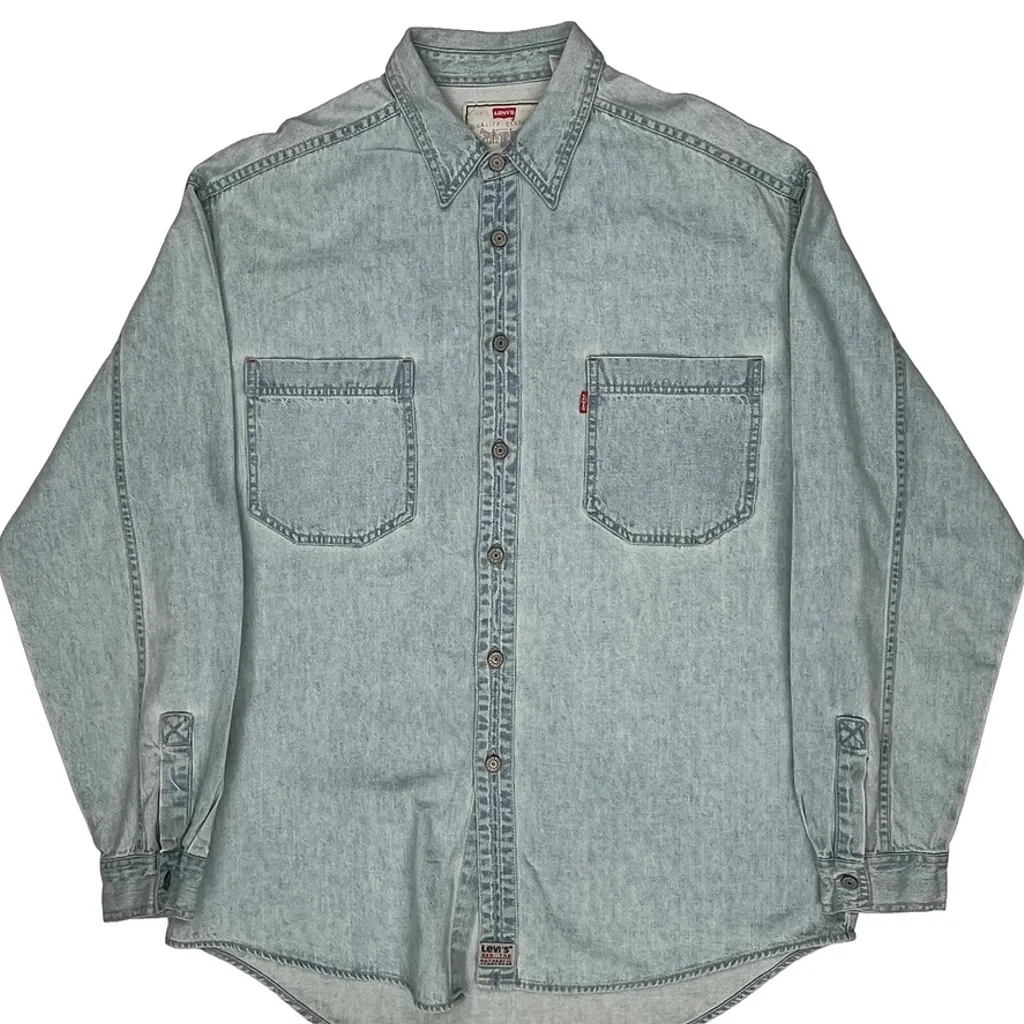 Levis Denim Shirt - Large Light Wash Cotton - Image 6