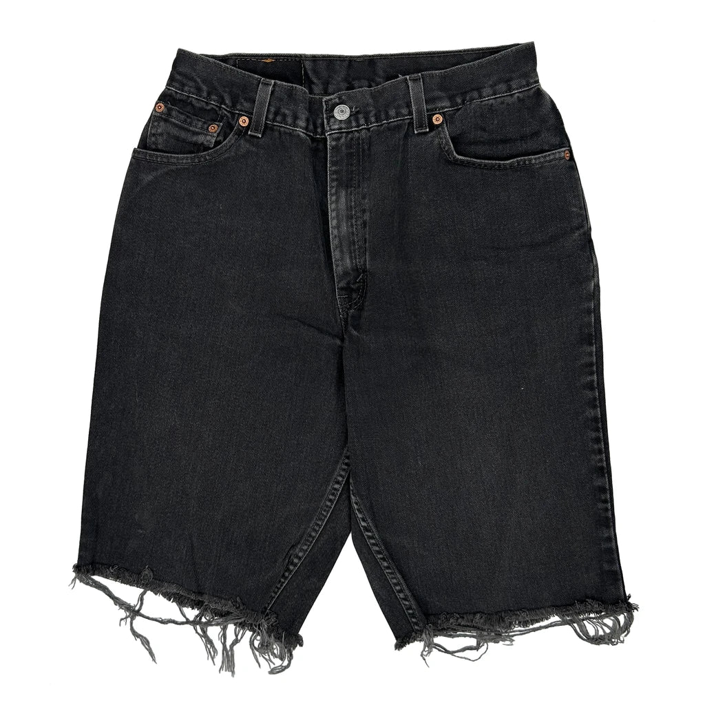 Levis Cut Off Denim Shorts - 28W 10L Black Denim - Image 2