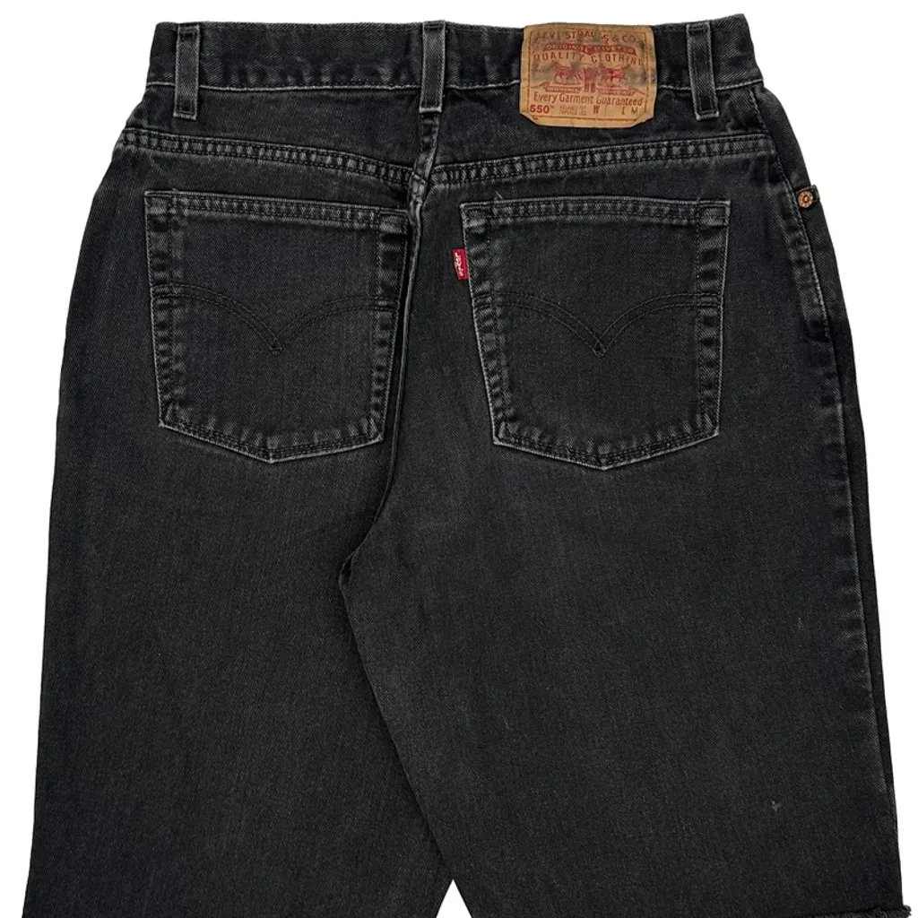 Levis Cut Off Denim Shorts - 28W 10L Black Denim - Image 6