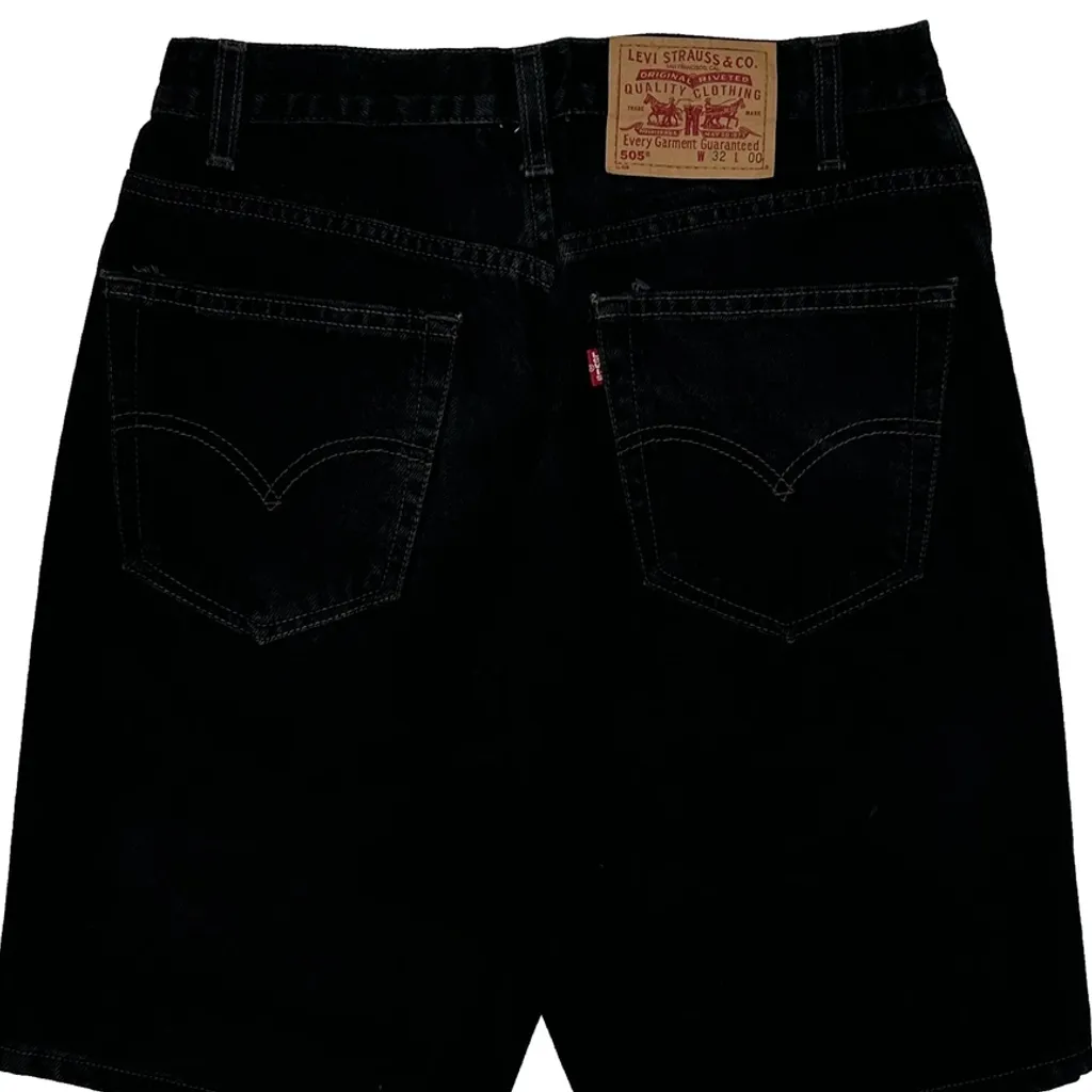 Levis 505 Denim Shorts - 29W 9L Black Cotton - Image 8