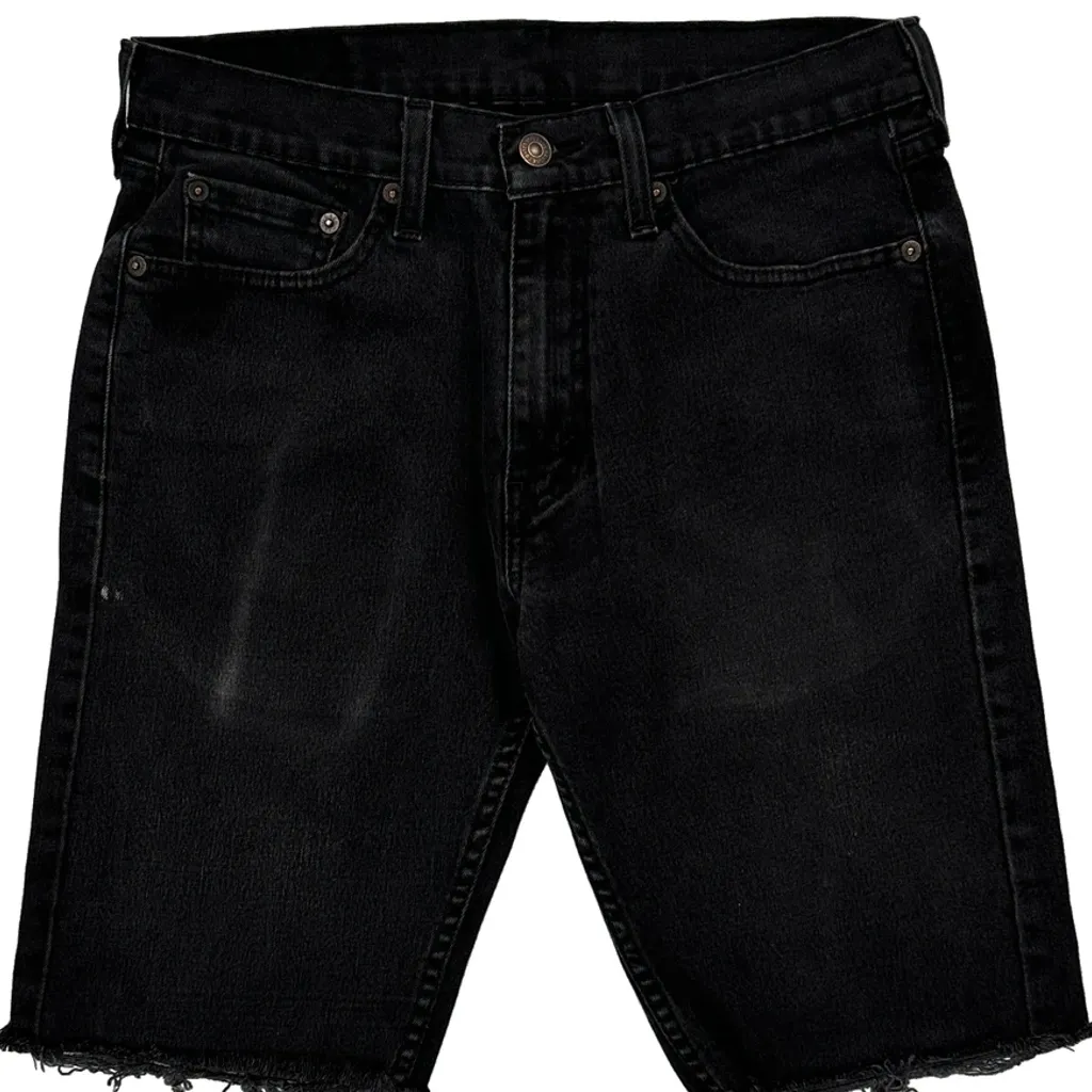 Levis Cut Off Denim Shorts - 30W 10L Black Denim - Image 8