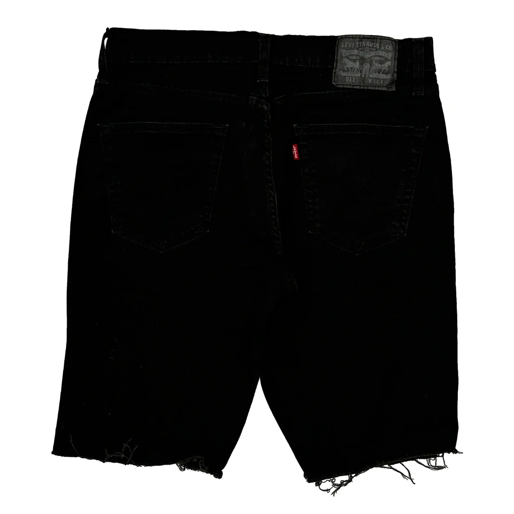 Levis Cut Off Denim Shorts - 31W 10L Black Cotton