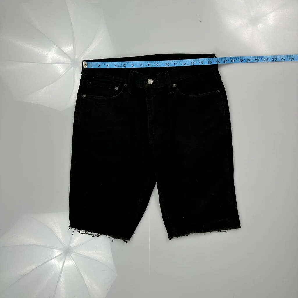 Levis Cut Off Denim Shorts - 31W 10L Black Cotton - Image 3