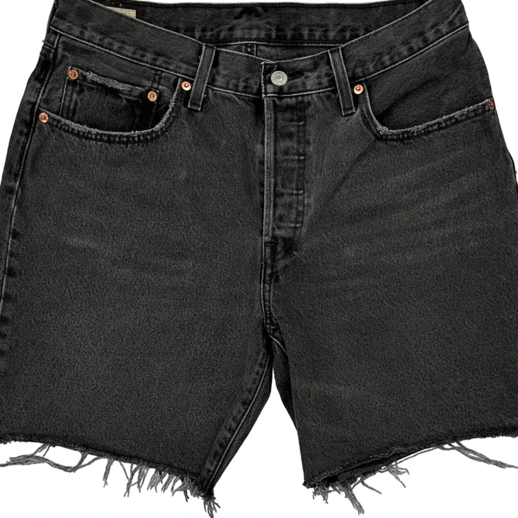 Levis Cut Off Denim Shorts - 31W 7L Black Cotton - Image 10