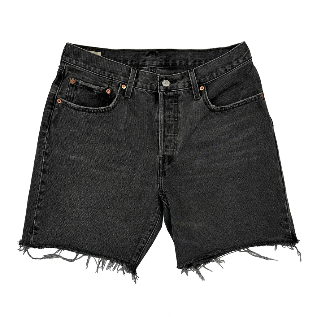 Levis Cut Off Denim Shorts - 31W 7L Black Cotton - Image 2