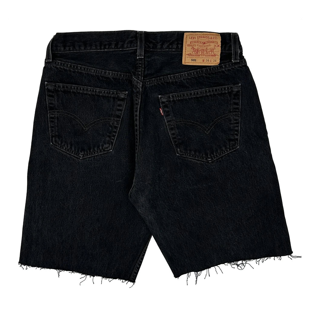 Levis Cut Off Denim Shorts - 32W 10L Black Denim