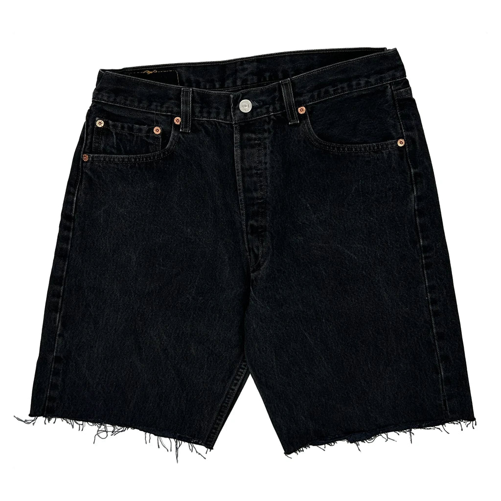 Levis Cut Off Denim Shorts - 32W 10L Black Denim - Image 2