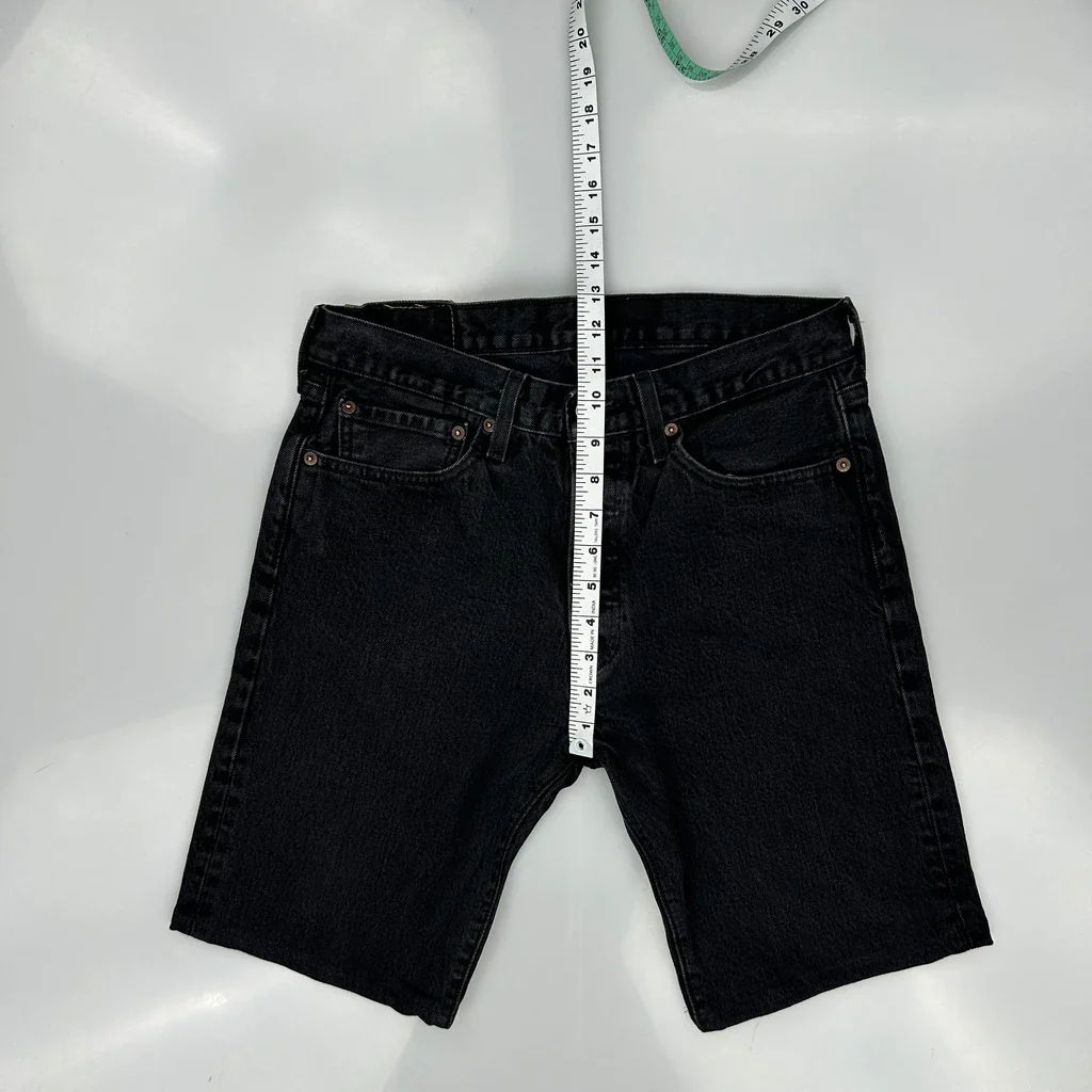 Levis Denim Shorts - 32W 11L Black Denim - Image 4