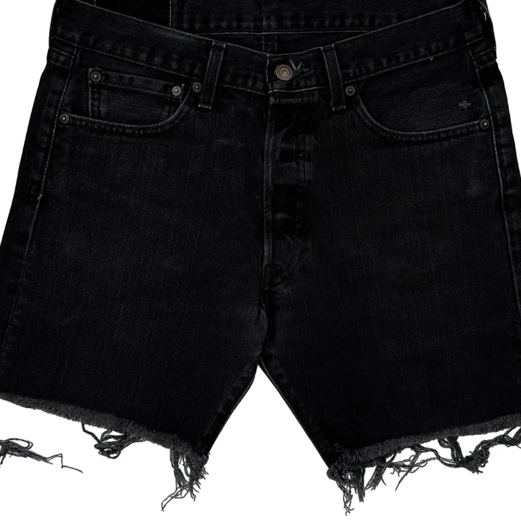 Levis Cut Off Denim Shorts - 32W 10L Black Cotton - Image 10