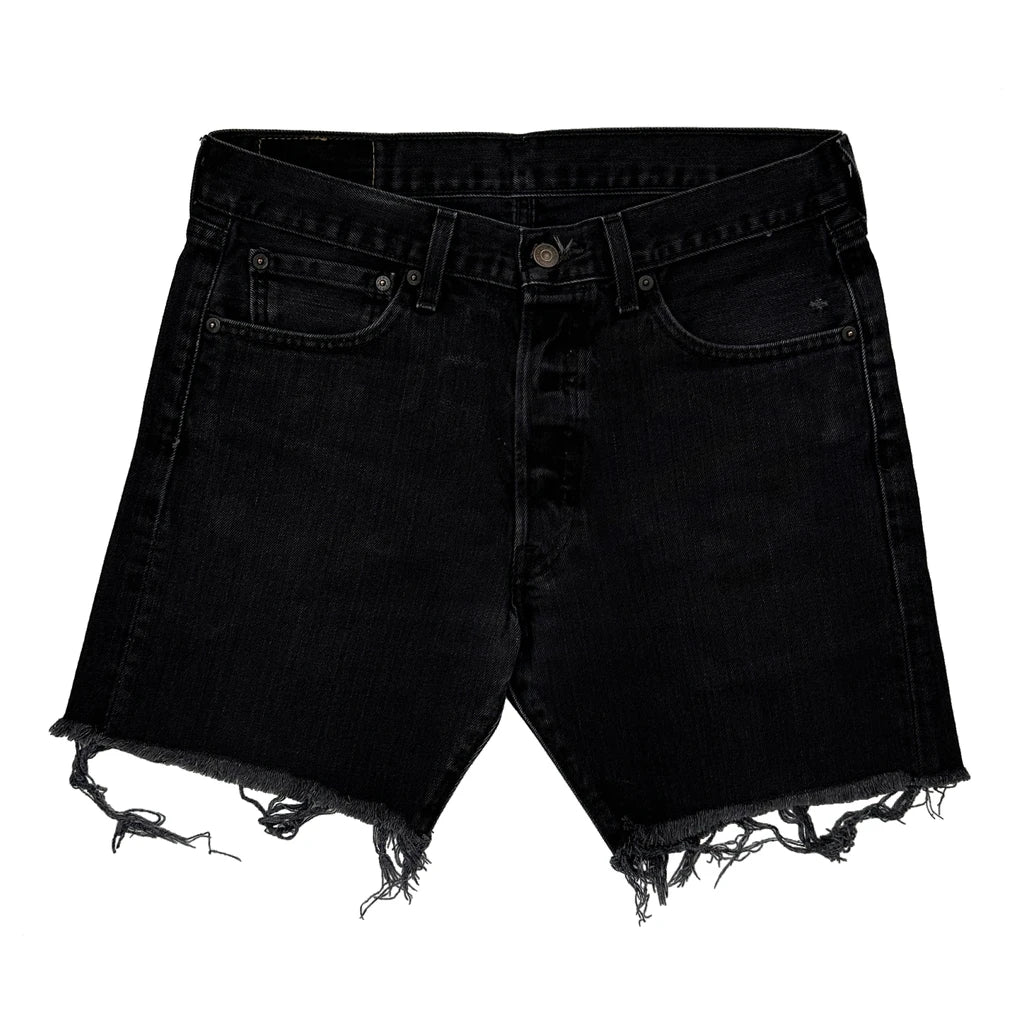 Levis Cut Off Denim Shorts - 32W 10L Black Cotton - Image 2