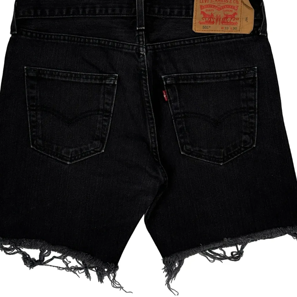 Levis Cut Off Denim Shorts - 32W 10L Black Cotton - Image 8